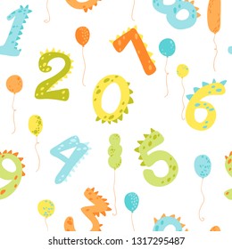 Vector seamless cartoon pattern with numbers for your design, wrapping paper, wallpaper, textiles, etc.