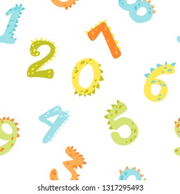 Vector seamless cartoon pattern with numbers for your design, wrapping paper, wallpaper, textiles, etc.