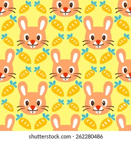 Vector Seamless Cartoon Rabbit Background Pattern