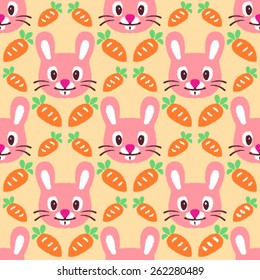 Vector Seamless Cartoon Rabbit Background Pattern