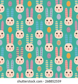 Vector Seamless Cartoon Rabbit Background Pattern