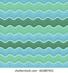 Vector seamless cartoon wave hand-drawn pattern, unusual waves background. Can be used for wallpaper, pattern fills, web page background, surface textures