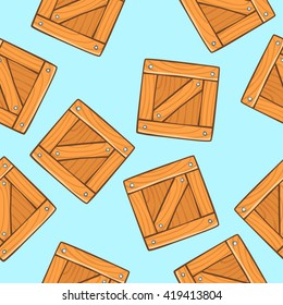 vector seamless cartoon wooden box pattern