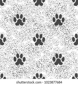 Vector Seamless Cat Animal Paw Pattern. Print of Dog Paw Background