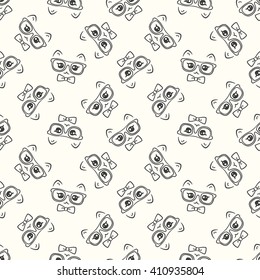 vector seamless cat face in glasses pattern