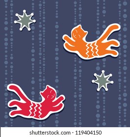 Vector seamless cat pattern