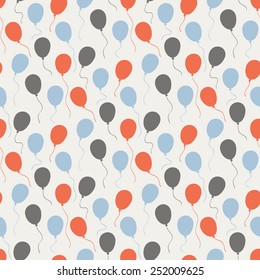 Vector seamless celebratory pattern with balloons on a white background