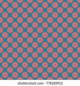 Vector seamless ceramic tile with colorful patchwork. Vintage yellow, blue and violet pattern in turkish style. Endless pattern can be used for ceramic tile, wallpaper, linoleum, textile.