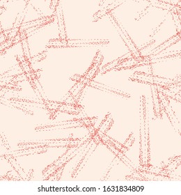 Vector seamless check pattern. Allover pattern. Ink grunge grid. Hand drawn seamless check pattern. Graphic background with ethnic tartan. Seamless check pattern background. Crimson Red and White