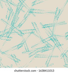 Vector seamless check pattern. Allover pattern. Ink grunge grid. Hand drawn seamless check pattern. Graphic background with ethnic tartan. Seamless check pattern background. Turquoise and White