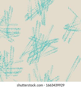 Vector seamless check pattern. Allover pattern. Ink grunge grid. Hand drawn seamless check pattern. Graphic background with ethnic tartan. Seamless check pattern background. Turquoise and White