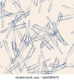 Vector seamless check pattern. Allover pattern. Ink grunge grid. Hand drawn seamless check pattern. Graphic background with ethnic tartan. Seamless check pattern background. Indigo and White