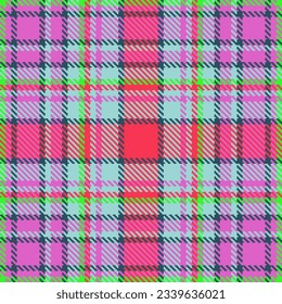 Vector seamless check of tartan fabric pattern with a plaid texture textile background in violet and light colors.