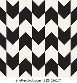 Patrón de formas de flecha a cuadros sin fisuras del vector. Elementos de zigzag geométricos repetitivos. Diseño de fondo monocromo elegante.