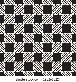 Vector seamless checkered lines pattern. Repeating abstract background. Black and white geometric design. Modern stylish texture.