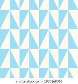 Vector seamless checkered pattern. Repeating geometric blue triangles tessellation. Abstract simple monochrome background design.