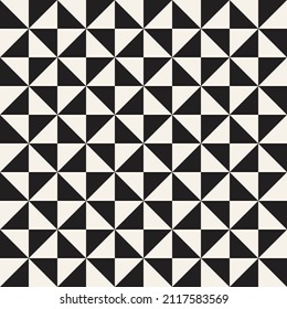 Vector seamless checkered pattern. Repeating geometric triangle elements. Stylish monochrome background design.