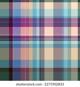 Vector seamless checkered violet-orange-green pattern with lines