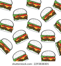 Fondo de hamburguesa de queso sin costura vectorial