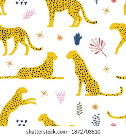 Vector seamless cheetah animal pattern