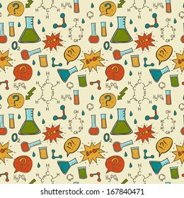Vector seamless chemistry pattern.