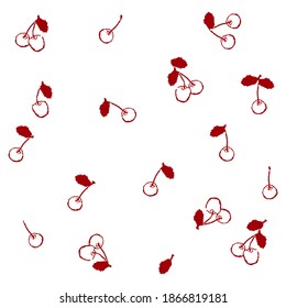 Vector seamless cherry happy fruit pattern