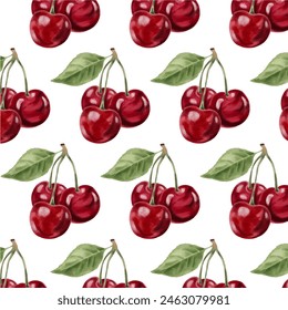 Vector seamless cherry pattern design for kitchen fabric, wallpaper art, food pattern