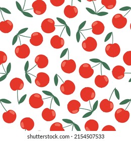 Vector seamless cherry pattern. Summer fruit pattern. Illustration for desogn and print