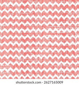 Vector seamless chevron pattern design with traditional ikat repeating ornaments on red background.