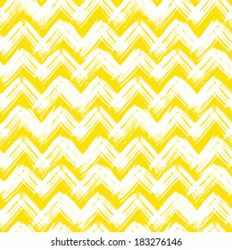 Vector Seamless Chevron Pattern Hand Painted With Bold Brushstrokes In Bright Yellow 