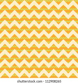 Vector Seamless chevron pattern on yellow linen canvas background. Vintage zigzag