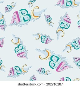 Vector seamless childish alphabet pattern