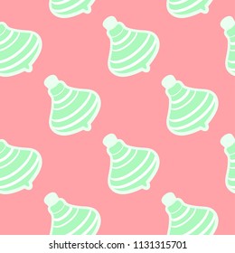 Vector seamless childish pattern with peg-tops on a background of peach color. Can be used for print on clothes for boys and girls, package, banner, wrapping paper, card. EPS10.