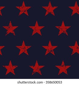 Vector seamless childish pattern with stars. Grunge style, shabby street art imitation. Vintage old paper texture.