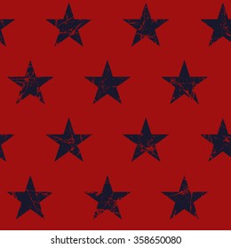 Vector seamless childish pattern with stars. Grunge style, shabby street art imitation. Vintage old paper texture.