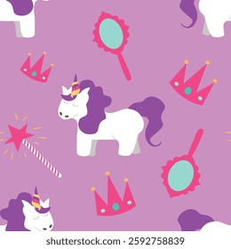 vector seamless childish pattern with unicorn