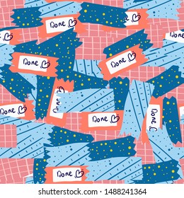 vector seamless childish pattern with washi tape. Great for wallpaper,backgrounds,gifs,surface pattern design,packaging design projects, stationary,fabric