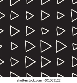 Vector Seamless Childlike Pattern. Abstract Background With Brush Lines. Monochrome Hand Drawn Geometric Shapes Texture
