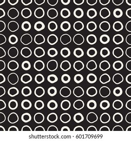 Vector Seamless Childlike Pattern. Abstract Background With Brush Lines. Monochrome Hand Drawn Geometric Shapes Texture