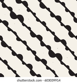 Vector Seamless Childlike Pattern. Abstract Background With Brush Lines. Monochrome Hand Drawn Geometric Shapes Texture