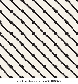 Vector Seamless Childlike Pattern. Monochrome Hand Drawn Geometric Shapes Texture