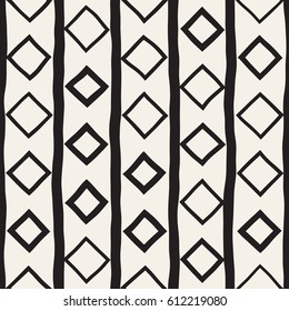Vector Seamless Childlike Pattern. Monochrome Hand Drawn Geometric Shapes Texture