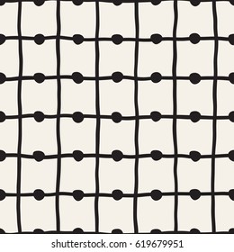 Vector Seamless Childlike Pattern. Monochrome Hand Drawn Geometric Shapes Texture
