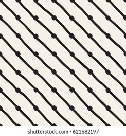 Vector Seamless Childlike Pattern. Monochrome Hand Drawn Geometric Shapes Texture