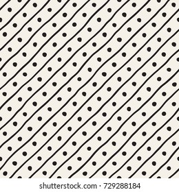 Vector Seamless Childlike Pattern. Monochrome Hand Drawn Geometric Shapes Texture
