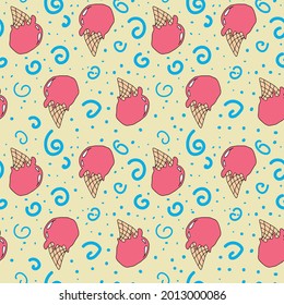 Vector seamless children's ice cream design. Design for backgrounds of textures and fabrics.