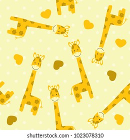 vector seamless children`s pattern background giraffes