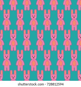 Vector seamless children's pattern with hand drawn bunny. Pattern is suitable for wrapping paper, wallpaper, textile, decorating cards, invitations  and scrapbook. 