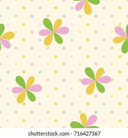 vector seamless children`s pattern simple flowers