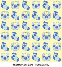 Vector seamless children`s pattern things for the newborn - socks and bib